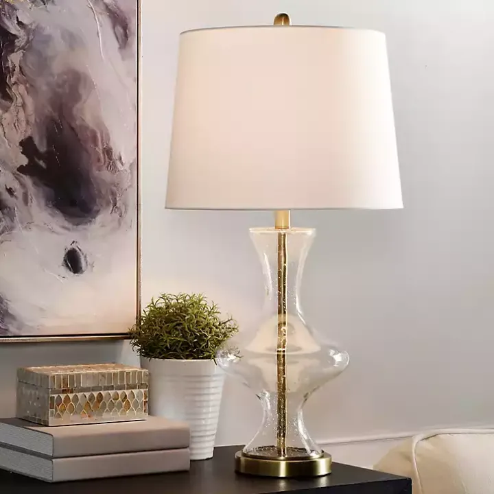 Seeded Glass and Gold Table Lamp
