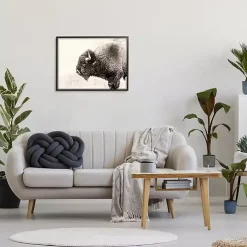 Shaggy Buffalo Black Framed Canvas Art Print