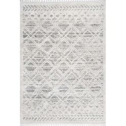 Shaggy Lattice Tassel Ansley Area Rug, 5x7