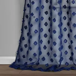 Sheer Navy Dotted Curtain Panel Set, 84 in.