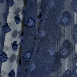 Sheer Navy Dotted Curtain Panel Set, 84 in.
