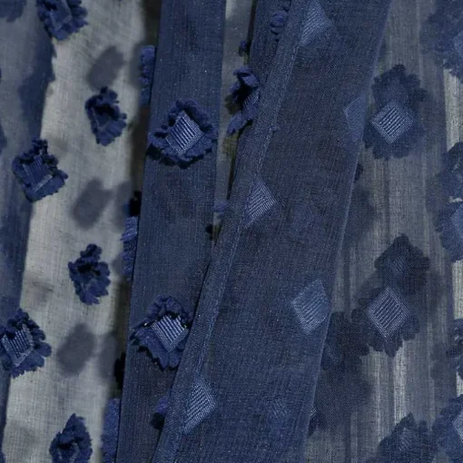 Sheer Navy Dotted Curtain Panel Set, 84 in.