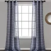 Sheer Navy Textured Curtain Panel Set, 84 in.