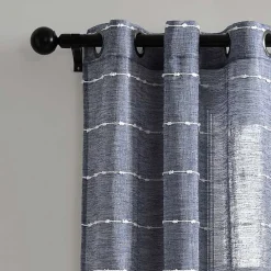 Sheer Navy Textured Curtain Panel Set, 84 in.