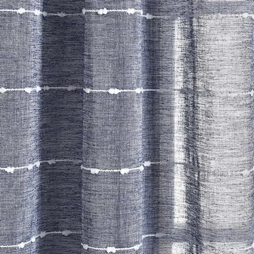 Sheer Navy Textured Curtain Panel Set, 84 in.