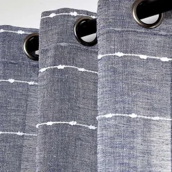 Sheer Navy Textured Curtain Panel Set, 84 in.