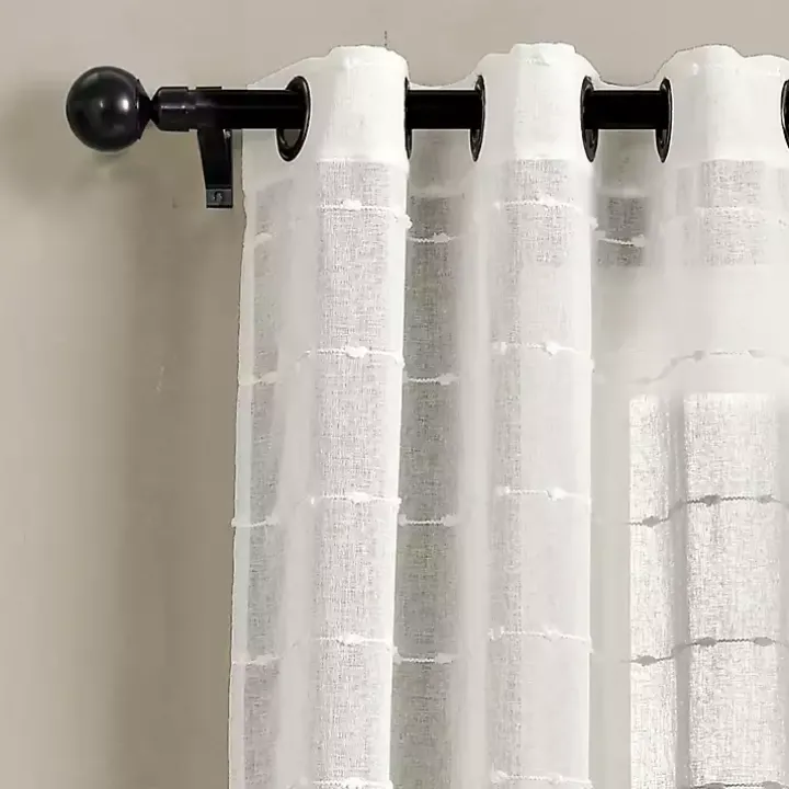 Sheer White Textured Curtain Panel Set, 84 in