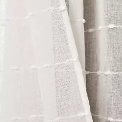 Sheer White Textured Curtain Panel Set, 84 in