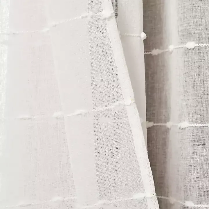 Sheer White Textured Curtain Panel Set, 84 in