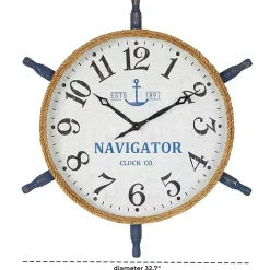 Ship Wheel Wood and Rope Wall Clock