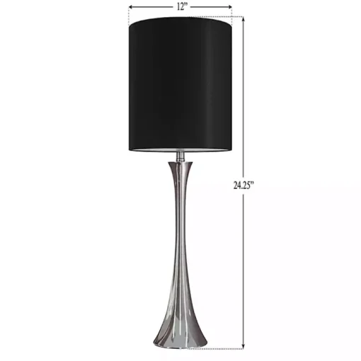 Silver and Black Tapered Table Lamps, Set of 2