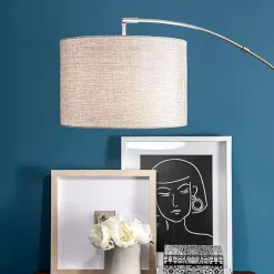 Silver Curved Floor Lamp with Marble Base