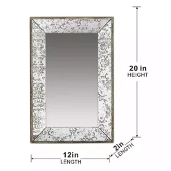 Silver Floral Rectangle Wood Wall Mirror