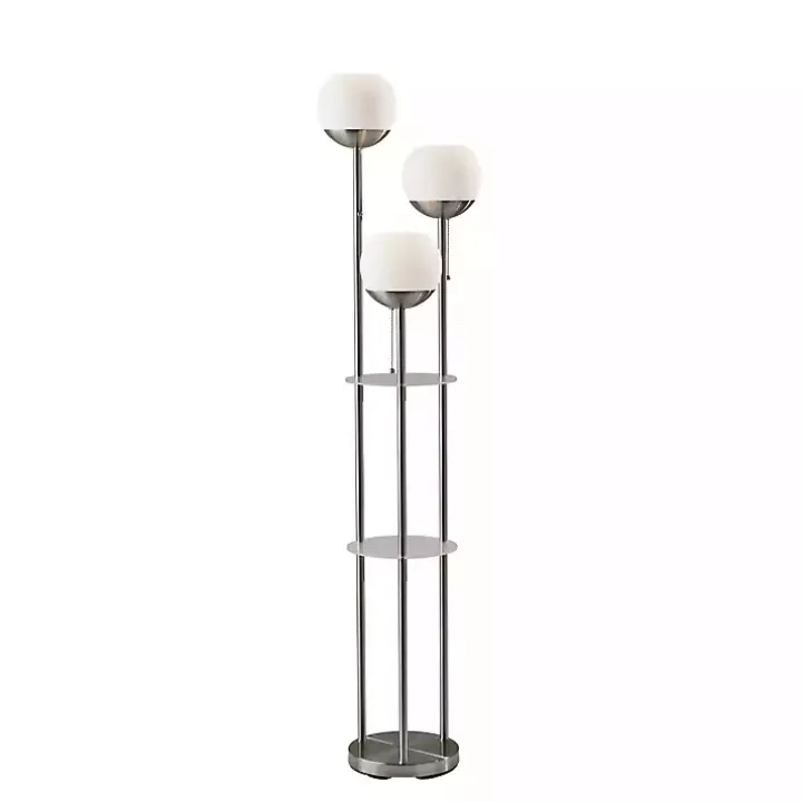 Silver Globe 3-Light Shelf Floor Lamp