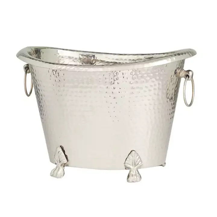 Silver Hammered Metal Footed Wine Bucket
