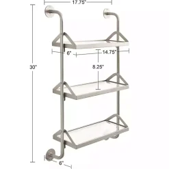 Silver Metal and Glass 3-Tier Wall Shelf
