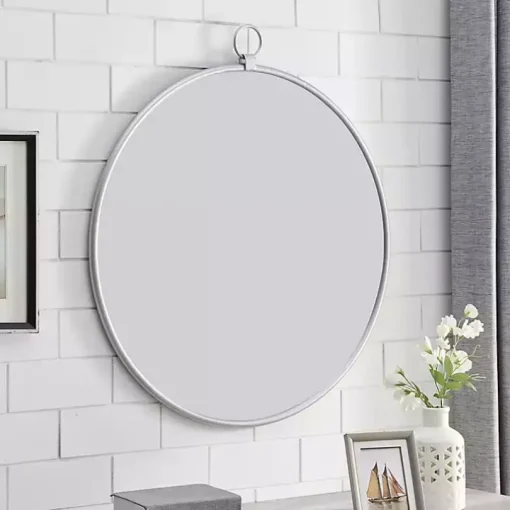 Silver Metal Frame Round Wall Mirror