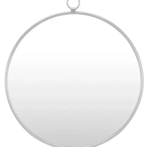 Silver Metal Frame Round Wall Mirror