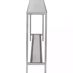 Silver Metal Mirrored Top Slim Console Table