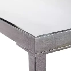 Silver Metal Mirrored Top Slim Console Table