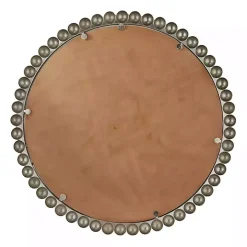 Silver Metal Round Beaded Frame Wall Mirror