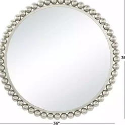 Silver Metal Round Beaded Frame Wall Mirror