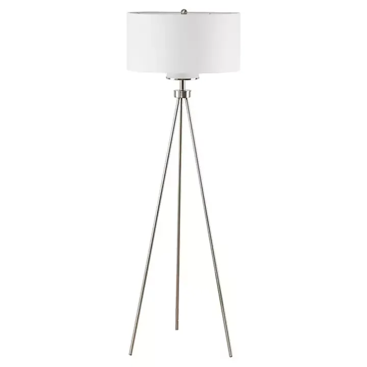 Silver Metal Tripod Floor Lamp