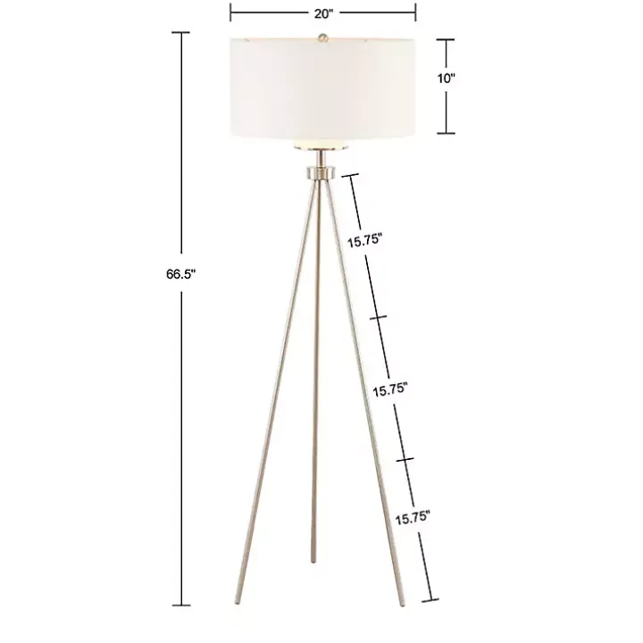 Silver Metal Tripod Floor Lamp