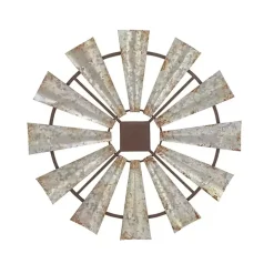 Silver Metal Windmill Wall Plaque