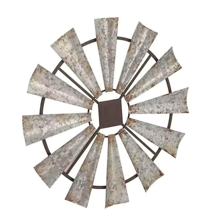 Silver Metal Windmill Wall Plaque