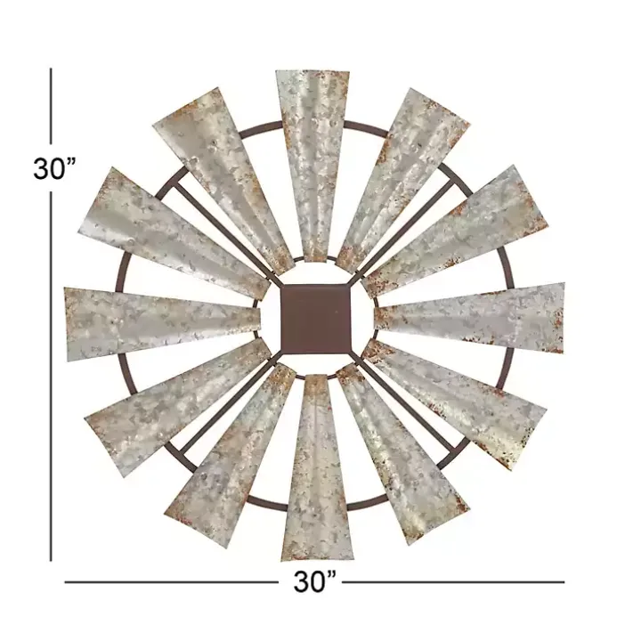 Silver Metal Windmill Wall Plaque