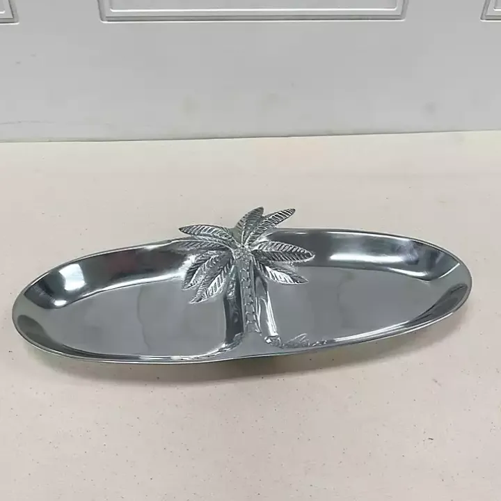 Silver Palm Tree Bathroom Vanity Tray