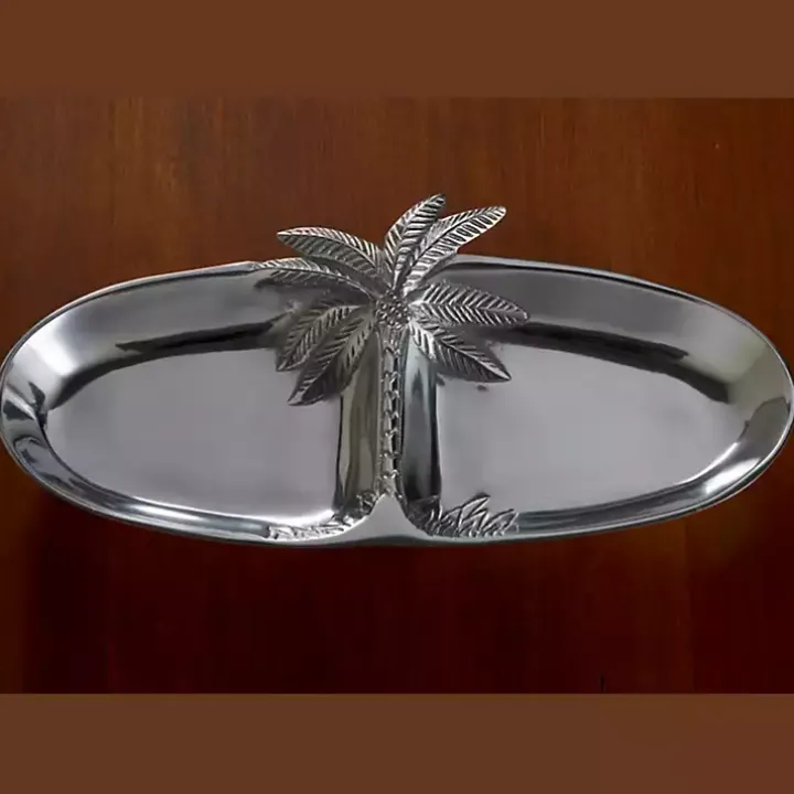 Silver Palm Tree Bathroom Vanity Tray