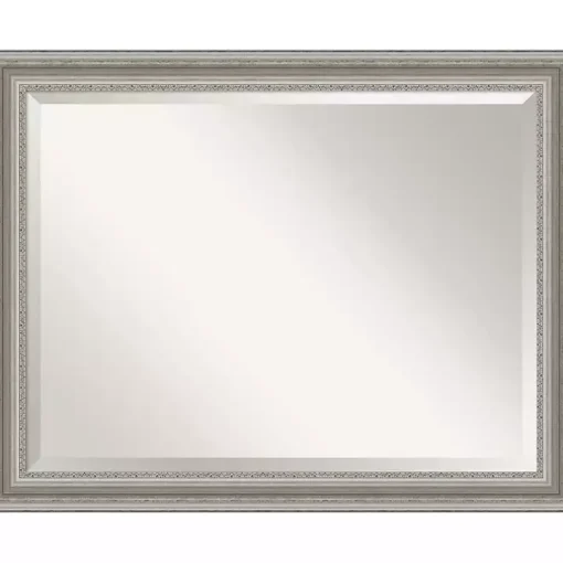 Silver Patina Scallop Framed Mirror, 35x45 in.