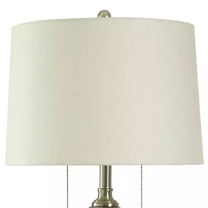 Silver Ribbed Glass Table Lamp