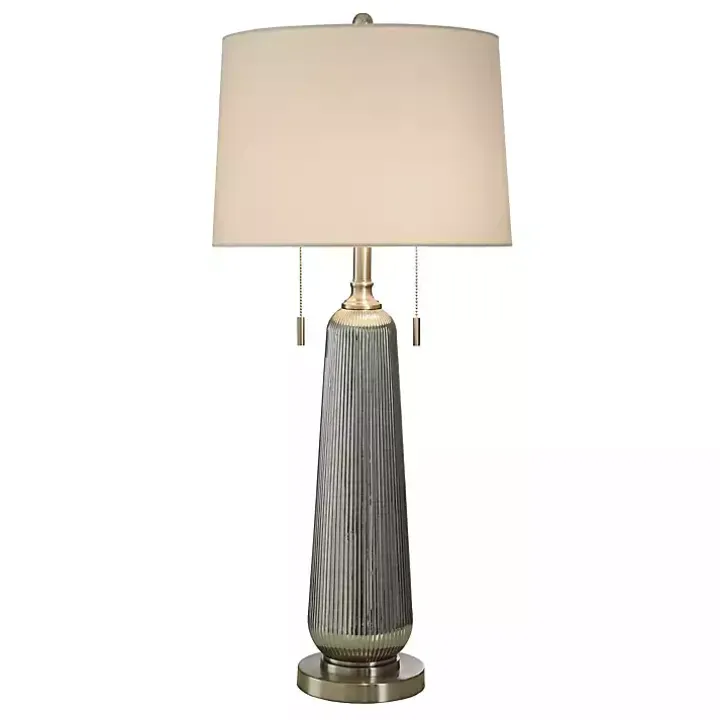 Silver Ribbed Glass Table Lamp