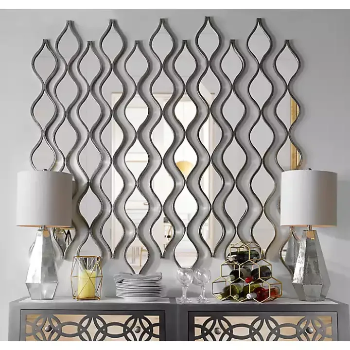 Single Silver Raindrop Panel Mirror, 6.25x58.75