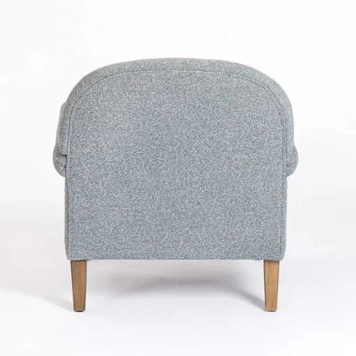 Sky Blue Boucle Tufted Chair & Ottoman Set