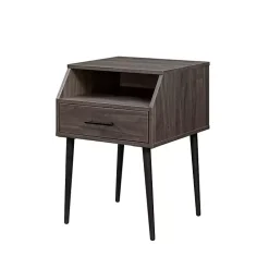 Slate Gray Open Storage Accent Table