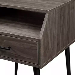 Slate Gray Open Storage Accent Table