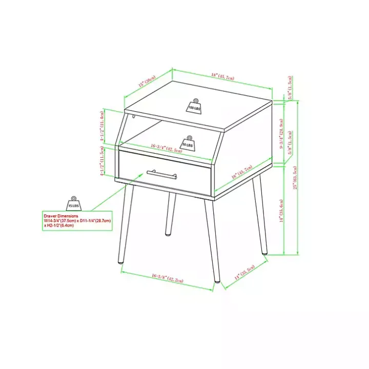 Slate Gray Open Storage Accent Table