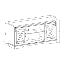 Sliding Barn Door Open Shelf Gray Wash TV Stand