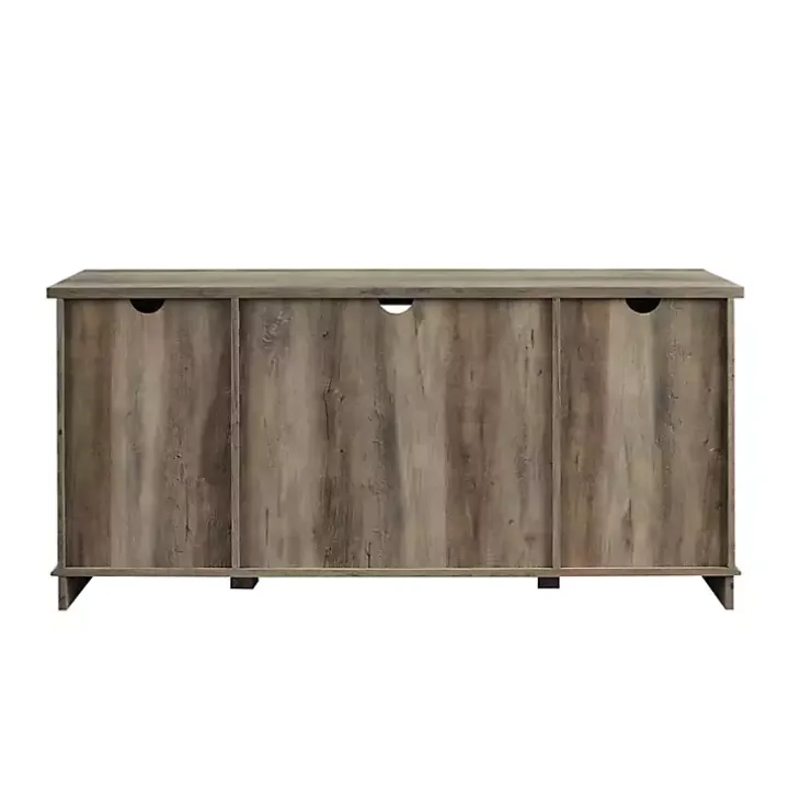 Sliding Barn Door Open Shelf Gray Wash TV Stand