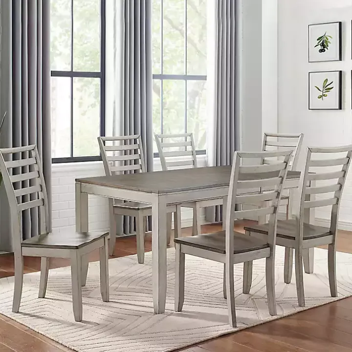 Smoked Alabaster and Honey Wood 7-pc. Dining Set