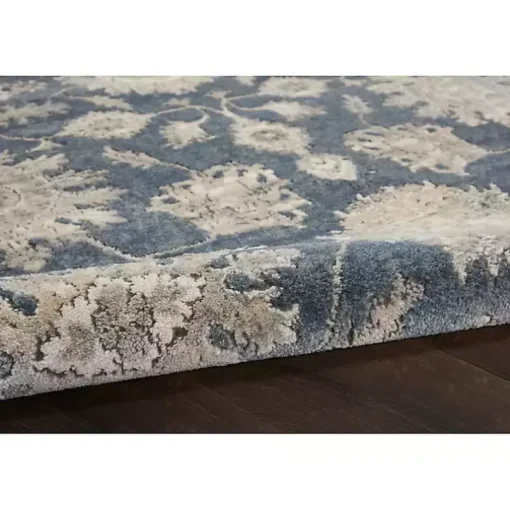 Smokey Blue and Ivory Floral Runner, 2x7