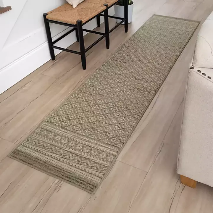 Smoky Ornamental Patterned Floor Runner, 2x8