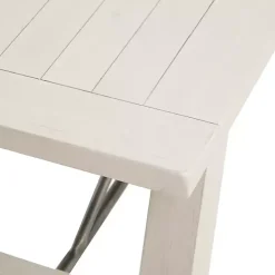 Sofia White Wooden Dining Bench with Metal Bars