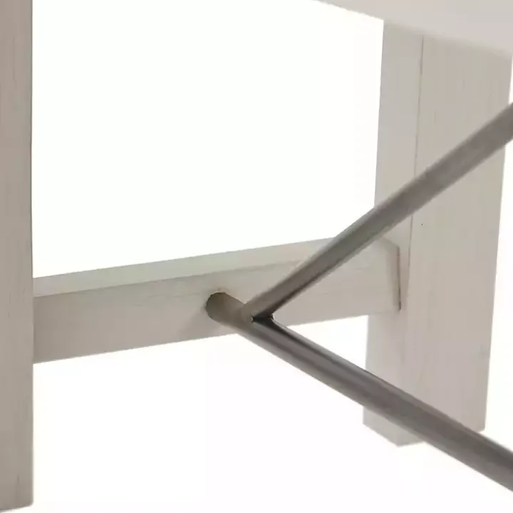 Sofia White Wooden Dining Bench with Metal Bars