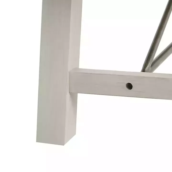 Sofia White Wooden Dining Bench with Metal Bars