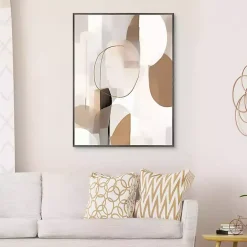 Soft Tan Shapes Framed Canvas Art Print